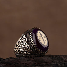 Görseli Galeri görüntüleyiciye yükleyin, Mens Purple Amber Ring Sterling Silver
