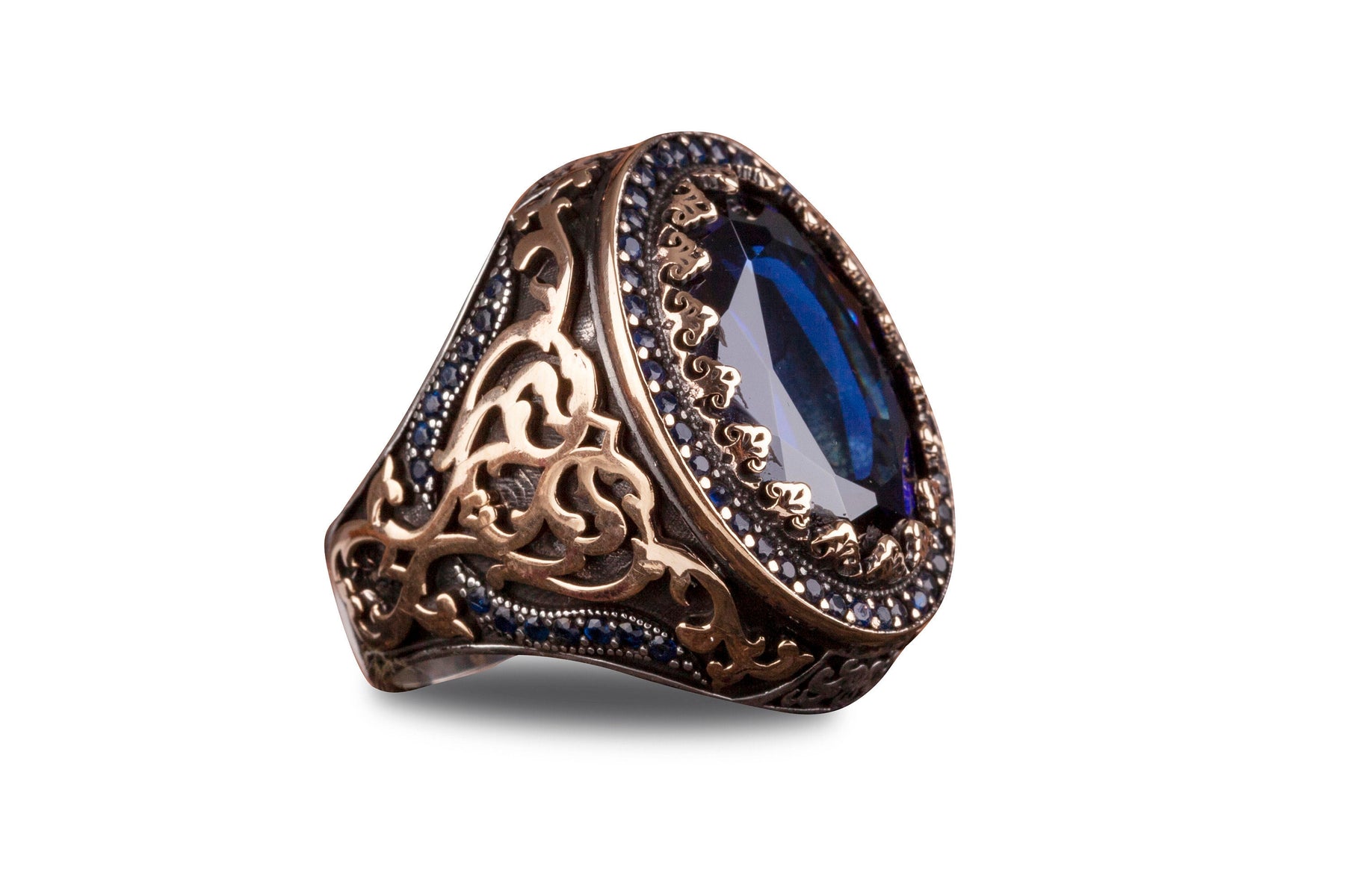 Dark Blue Zircon Men Ring