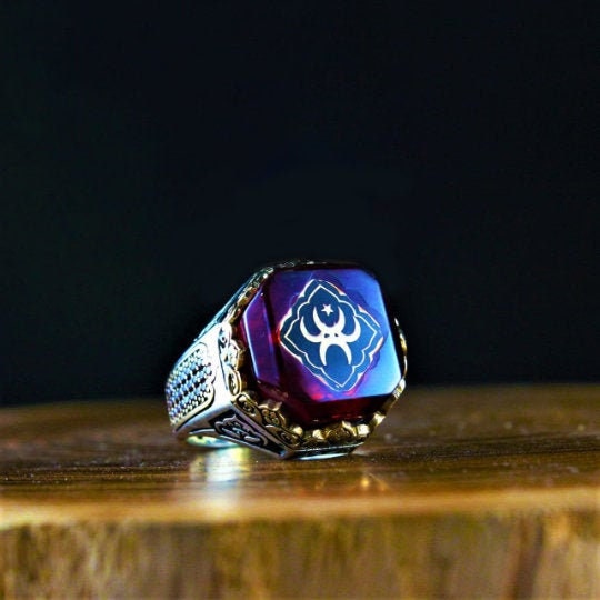 Purple Amber Oldstyle Ring