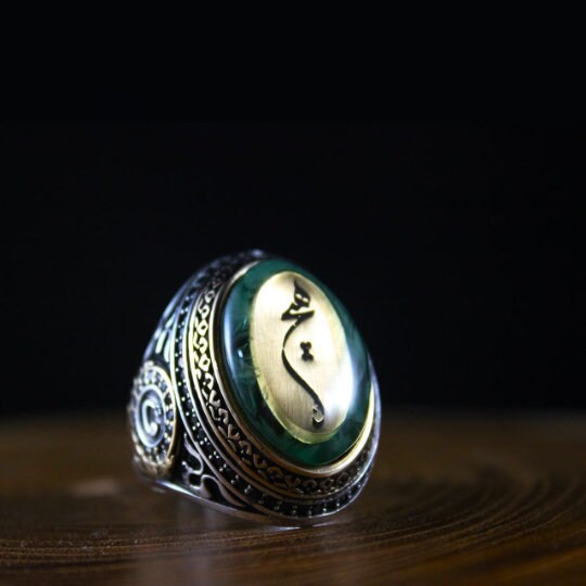 Blue Amber Men Ring