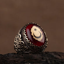 Görseli Galeri görüntüleyiciye yükleyin, Red Amber Crescent and Amber Ring
