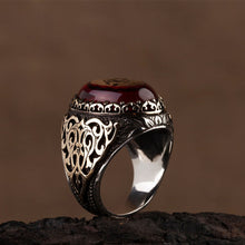 Görseli Galeri görüntüleyiciye yükleyin, Mens Large Amber Ring Sterling Silver
