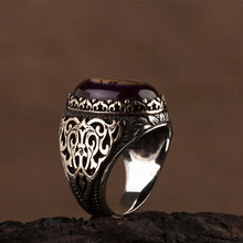 Görseli Galeri görüntüleyiciye yükleyin, Mens Purple Amber Ring Sterling Silver
