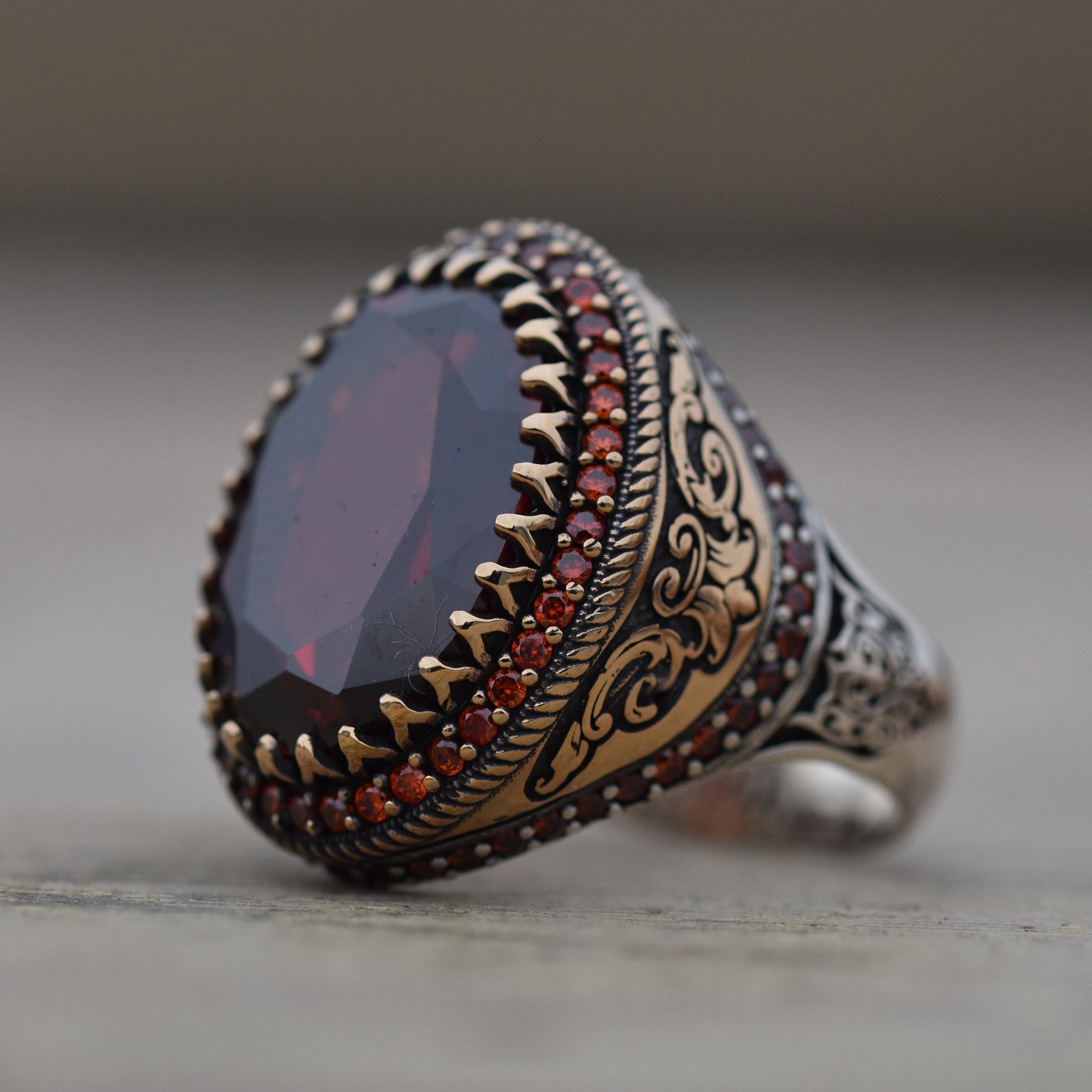 Stylish Red Zircon Ring Men