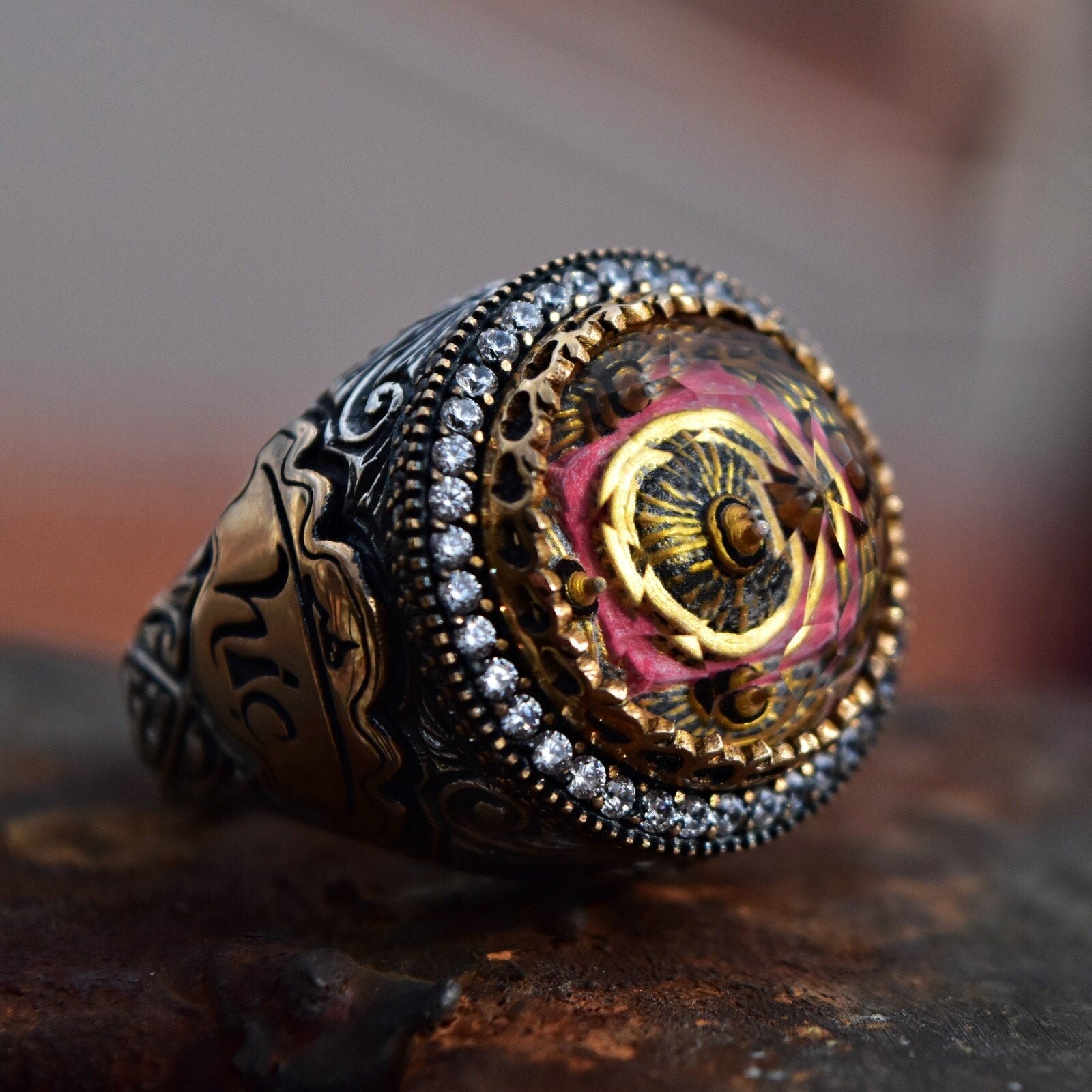 Handmade Turkish Gemstone Ring Men