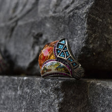 Görseli Galeri görüntüleyiciye yükleyin, Handcarved Turquoise Gemstone Ring Men
