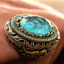 Görseli Galeri görüntüleyiciye yükleyin, Handmade Blue Paraiba Silver Ring
