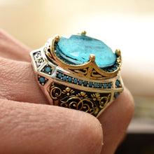 Görseli Galeri görüntüleyiciye yükleyin, Handmade Natural Green Paraiba Tourmaline Ring
