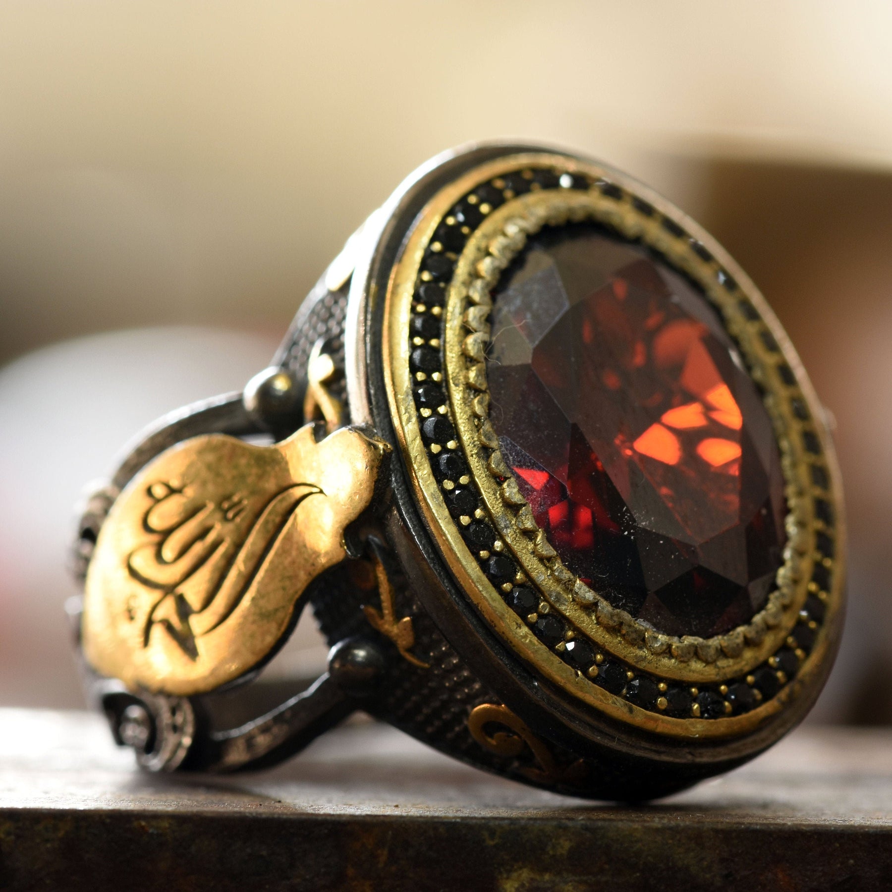 Handmade Red Large Gemstone Ring