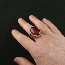 Görseli Galeri görüntüleyiciye yükleyin, Handmade Red Amber Ring Men
