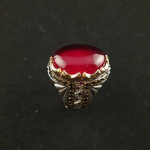 Görseli Galeri görüntüleyiciye yükleyin, Handmade Red Amber Ring Men
