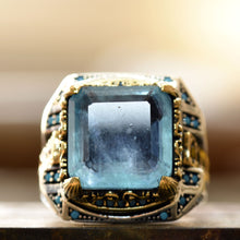 Görseli Galeri görüntüleyiciye yükleyin, Square Cut Natural Blue Paraiba Tourmaline Ring
