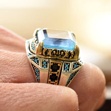 Görseli Galeri görüntüleyiciye yükleyin, Square Cut Natural Blue Paraiba Tourmaline Ring
