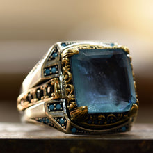 Görseli Galeri görüntüleyiciye yükleyin, Square Cut Natural Blue Paraiba Tourmaline Ring
