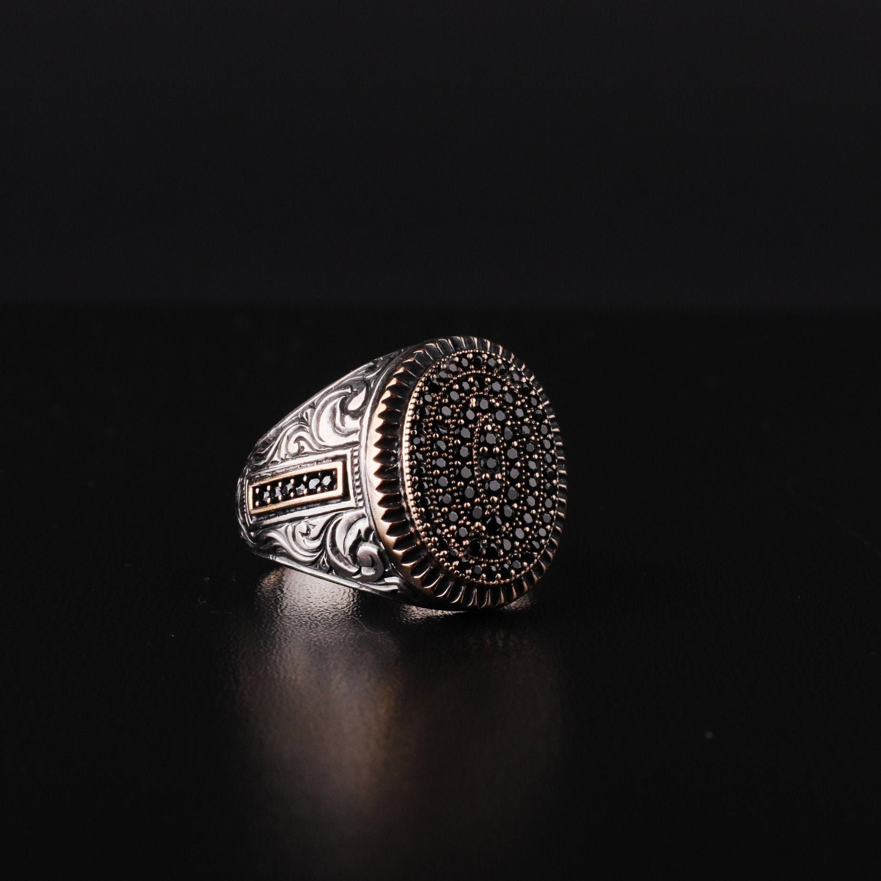 Multi-stone Black Zircon Sterling Silver Ring