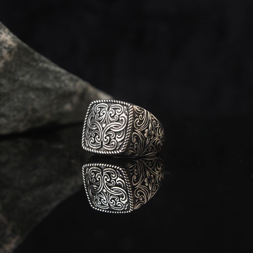 Handmade Engraved Sterling Silver Ring