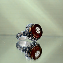 Görseli Galeri görüntüleyiciye yükleyin, Red Amber Crescent and Star Ring
