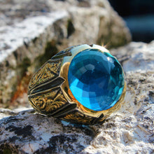 Görseli Galeri görüntüleyiciye yükleyin, Rhodium Enhanced Blue Zircon Ring
