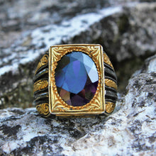 Görseli Galeri görüntüleyiciye yükleyin, Gold Plated Mens Amethyst Silver Ring
