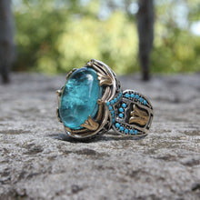 Görseli Galeri görüntüleyiciye yükleyin, Cabochon Cut Blue Paraiba Tourmaline Silver Ring
