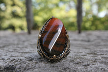 Görseli Galeri görüntüleyiciye yükleyin, Orange Amber Stone Silver Ring
