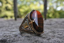 Görseli Galeri görüntüleyiciye yükleyin, Orange Amber Stone Silver Ring
