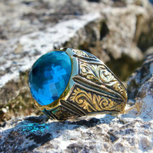 Görseli Galeri görüntüleyiciye yükleyin, Rhodium Enhanced Blue Zircon Ring
