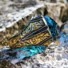 Görseli Galeri görüntüleyiciye yükleyin, Rhodium Enhanced Blue Zircon Ring
