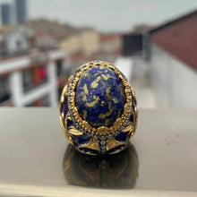 Görseli Galeri görüntüleyiciye yükleyin, Blue Enamel Lapis Lazuli Stone Ring
