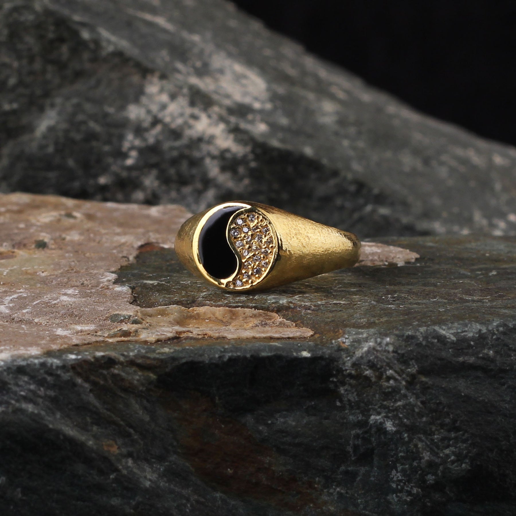 Gold Plated Yin Yang Sterling Silver Ring