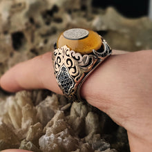 Görseli Galeri görüntüleyiciye yükleyin, Multistoned Yellow Amber Silver Ring
