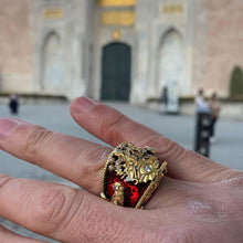 Görseli Galeri görüntüleyiciye yükleyin, Gold Plated Ottoman Coat Silver  Ring
