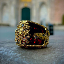 Görseli Galeri görüntüleyiciye yükleyin, Gold Plated Ottoman Coat Silver  Ring
