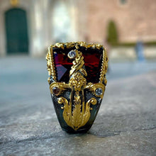 Görseli Galeri görüntüleyiciye yükleyin, Gold Plated Ottoman Coat Silver  Ring
