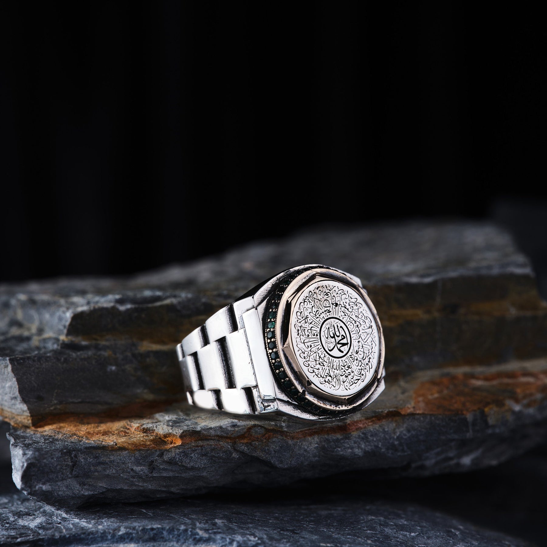 Islamic Calligraphy Silver Mens Ring