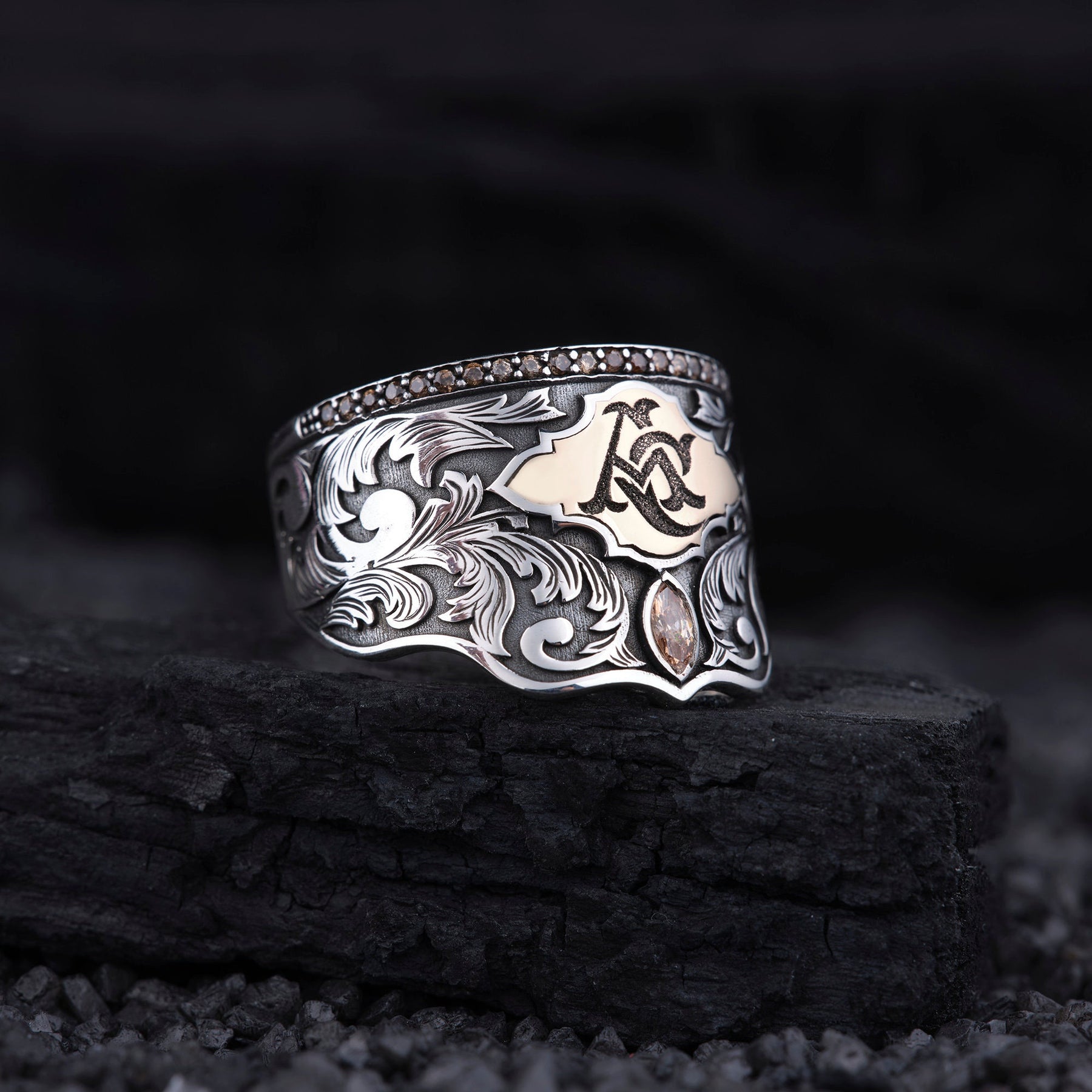 İnitial Silver Letter Name Ring